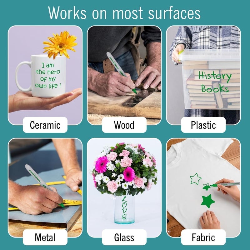 EXTRIC Permanent Markers Green, 12 Count Fine Point Markers, Quick Drying, Works on wood, Paper, Plastic, Metal and Glass, for Home, Office and School - Image 5